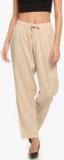 Go Colors Beige Solid Coloured Pant Women