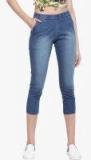 Go Colors Blue Solid Capri Women