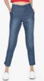 Go Colors Blue Solid Coloured Pant Women