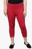 Go Colors Red Solid Skinny Fit Capri Women