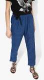 Gq Blue Checked Regular Fit Coloured Pants Women