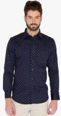 Greenfibre Blue Printed Slim Fit Casual Shirt men