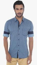 Greenfibre Blue Solid Slim Fit Casual Shirt men