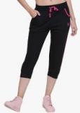 Greenwich Black Solid Regular Fit Capris Women