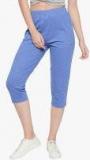 Greenwich Blue Solid Regular Fit Capris Women