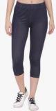 Greenwich Navy Blue Solid Capri Women