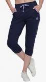 Greenwich Navy Blue Solid Regular Fit Capris Women