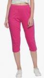 Greenwich Pink Solid Slim Fit Capris Women