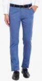 Hancock Blue Self Design Slim Fit Chinos Men