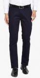 Hancock Navy Blue Slim Fit Solid Formal Trousers men