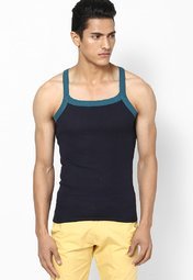 Hanes Navy Blue Square Neck Vests Men