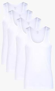 Hanes Pack Of 4 White Solid Round Neck Vest men