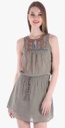 Hangover Grey Coloured Embroidered Shift Dress Women