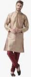 Hangup Beige Self Design Kurta Pyjama Men