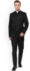 Hangup Black Single Breasted Regular Fit Ethnic Bandhgala Suit men