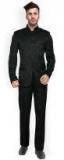 Hangup Black Single Breasted Slim Fit Ethnic Bandhgala Suit Men