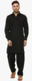 Hangup Black Solid Kurta Pyjama Men