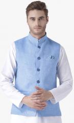 Hangup Blue Woven Design Nehru Jackets men