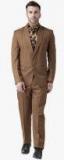 Hangup Brown Regular Fit Single Breasted Formal Suit Men