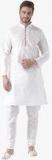 Hangup Cream Solid Kurta Pyjamas Men