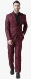 Hangup Maroon Regular Fit Single Breasted Formal Suit Men