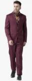 Hangup Maroon Solid Suit Men