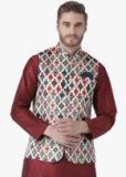 Hangup Multicoloured Printed Nehru Jacket Men