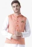 Hangup Peach Textured Ethnic Jacket Men