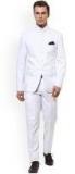 Hangup White Single Breasted Regular Fit Ethnic Bandhgala Suit Men