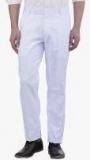 Hangup White Solid Regular Fit Formal Trouser Men