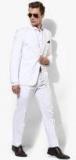 Hangup White Solid Suit Men