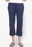 Happy Hours Navy Solid Capri Women