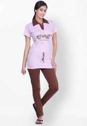 Happy Hours Pink Solid Nightwear Women