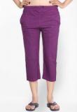 Happy Hours Purple Solid Capri Women