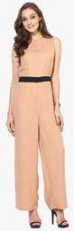 Harpa Beige Solid Jumpsuit women