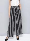 Harpa Black & White Regular Fit Striped Parallel Trousers Women