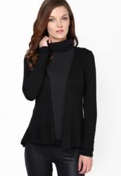 Harpa Black Solid Shrug Women