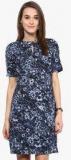 Harpa Blue Coloured Printed Shift Drerss Women