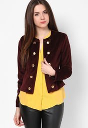 Harpa Brown Solid Jacket Women