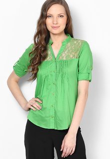 Harpa Green Embroidered Shirt women