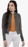 Harpa Grey Self Design Winter Jacket Women