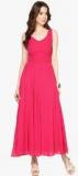 Harpa Magenta Colored Solid Maxi Dress Women