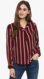 Harpa Maroon Striped Blouse Women