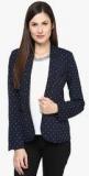 Harpa Navy Blue Printed Winter Jacket Women