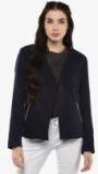 Harpa Navy Blue Solid Fitted Blazer Women