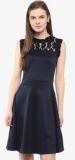 Harpa Navy Blue Solid Skater Dress women