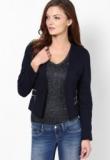 Harpa Navy Blue Solid Winter Jacket Women