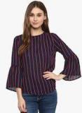 Harpa Navy Blue Striped Blouse Women