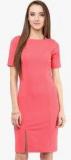 Harpa Pink Colored Solid Shift Dress Women