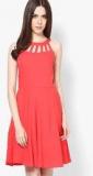 Harpa Pink Colored Solid Skater Dress women